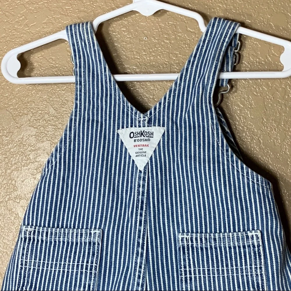 OshKosh B'gosh Blue & White Striped Short Overalls